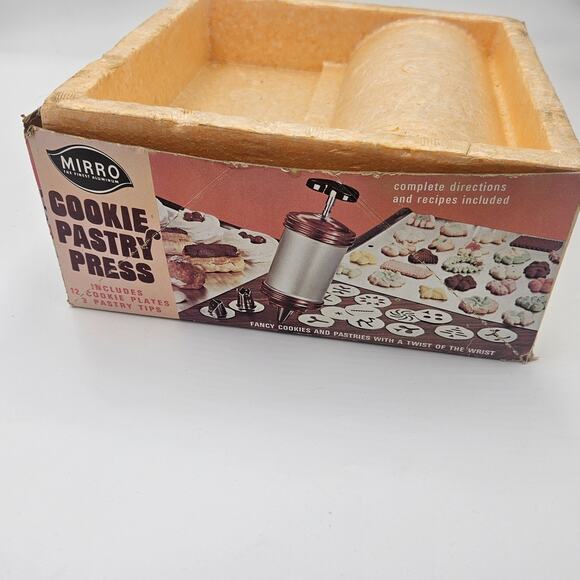 Mirro 1960 Vintage Aluminum Spritz Cookie Pastry Press 12 Blades 3 Tips Capers - Picture 1 of 4